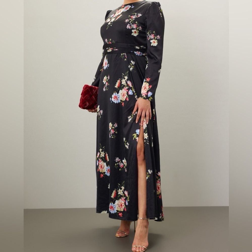 Ieena for Mac Duggal Faux Wrap Floral Gown, 14